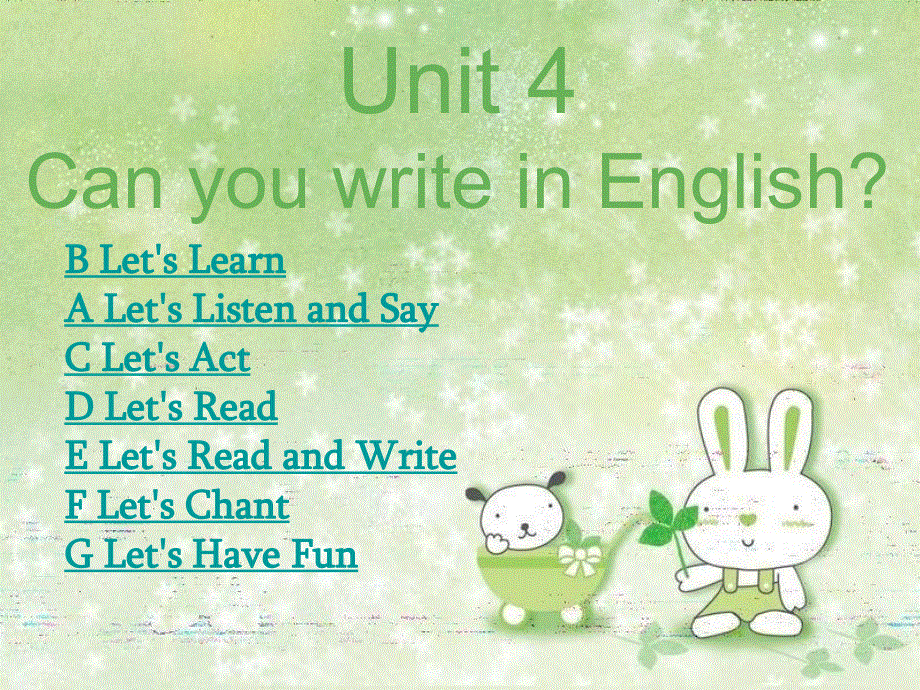 四年级下册英语课件-Unit 4 Can you write in English？_湘少版 (共35张PPT).ppt_第1页