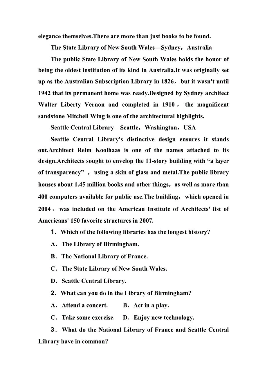 2020届英语高考二轮专题复习与测试：题型组合练（四） WORD版含解析.doc_第2页