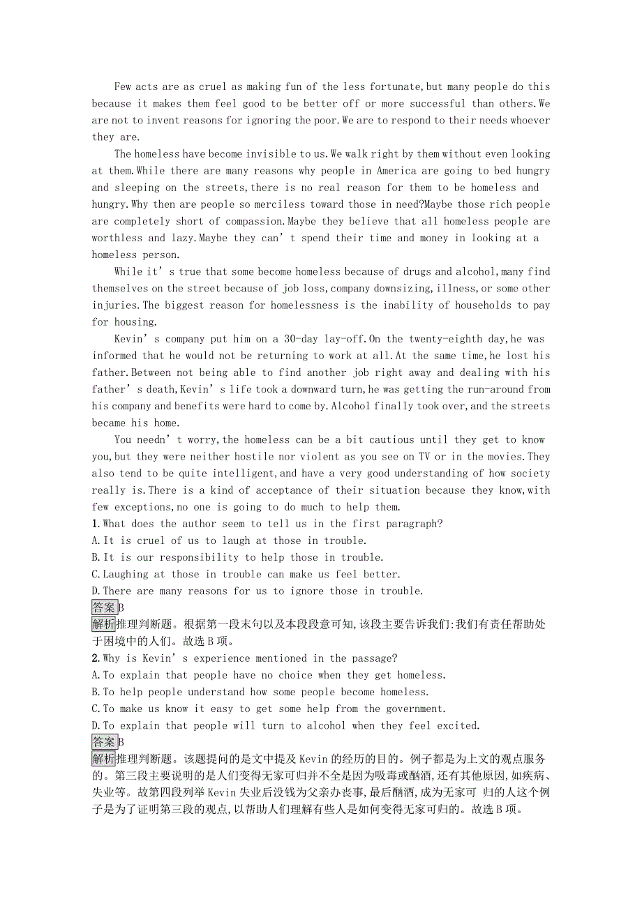 2020-2021学年高中英语 Unit 1 Living well Section Ⅰ— Warming Up Pre-readingReading & Comprehending习题（含解析）新人教版选修7.docx_第3页