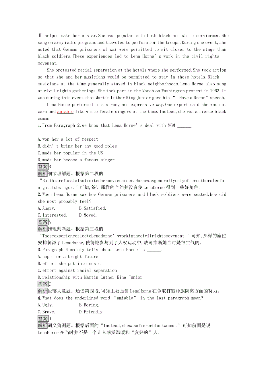 2020-2021学年高中英语 Unit 1 Women of achievement Section Ⅰ Warming UpPre-readingReading & Comprehending习题（含解析）新人教版必修4.docx_第3页