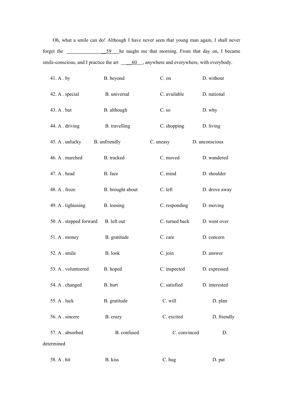 2020届高三英语课堂二轮同步题型训练 完形填空（七） WORD版含答案.docx_第2页