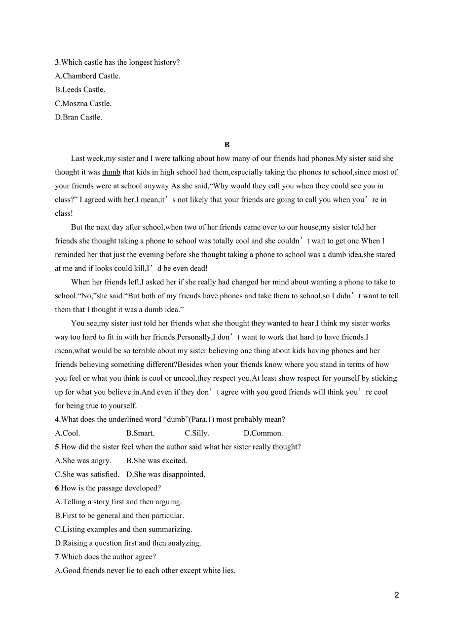 2023届高考一轮复习课后习题 译林版英语 必修第一册 高考题型·组合规范练3 WORD版含解析.doc_第2页