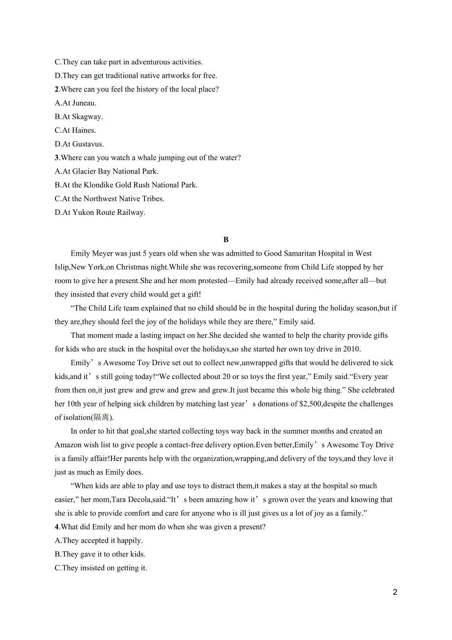 2023届高考一轮复习课后习题 译林版英语 必修第二册 高考题型·组合规范练8 WORD版含解析.doc_第2页