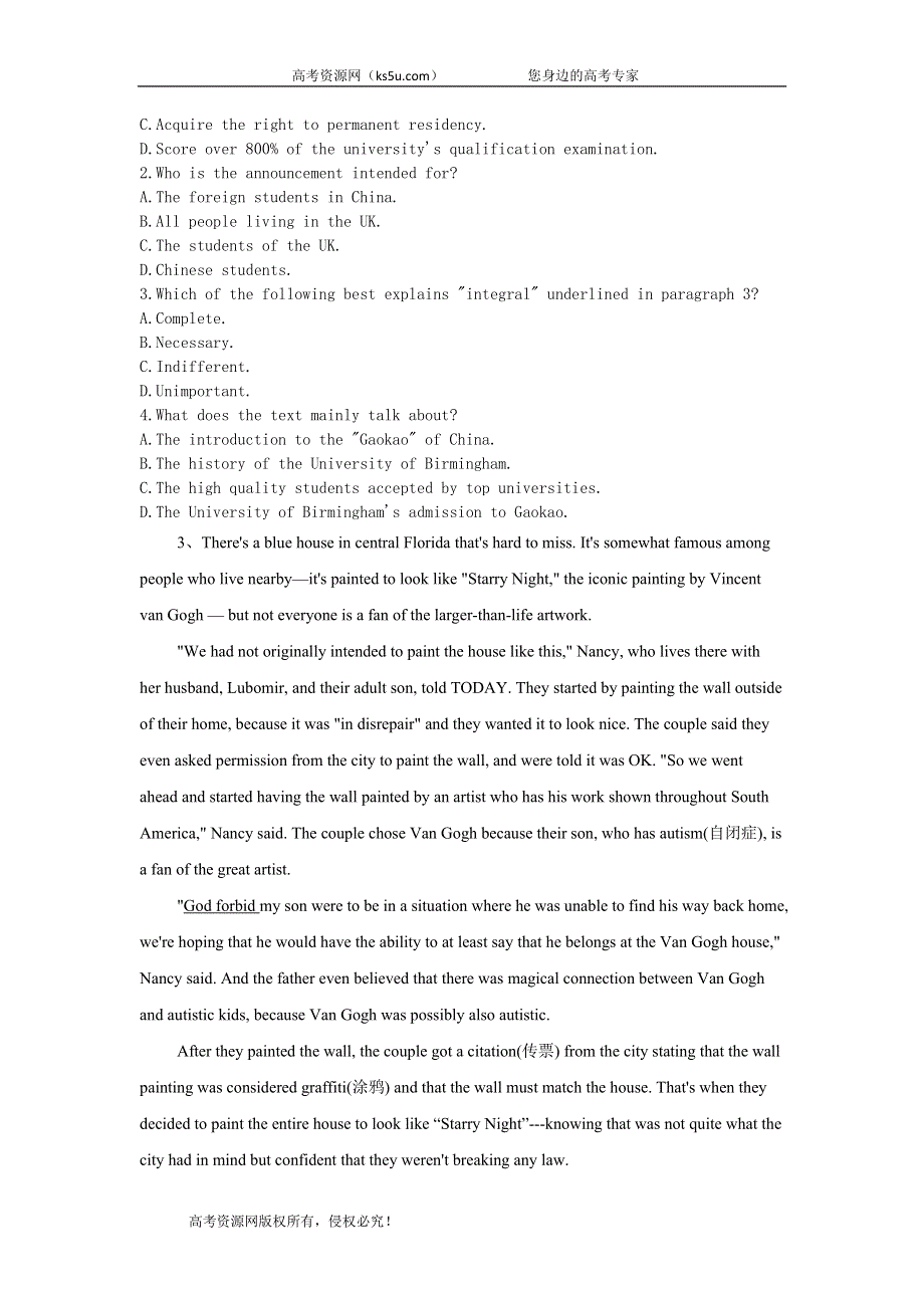 2020届高中英语二轮复习 阅读理解（社会现象类） WORD版含答案.doc_第3页