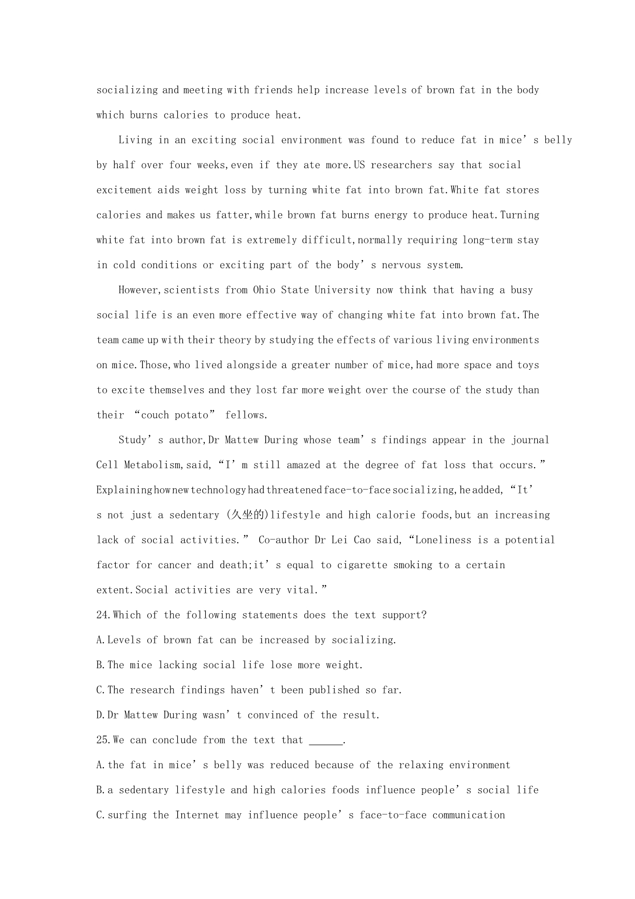 2019届浙江高三英语120分高考模拟卷：高考模拟卷（四） WORD版含解析.doc_第3页