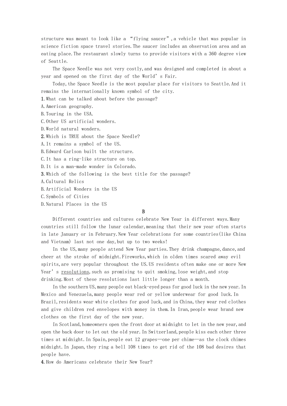 2020-2021学年新教材高中英语 Unit 1 Cultural Heritage Section Ⅲ Listening and TalkingReading for WritingAssessing Your Progress & Video Time习题（含解析）新人教版必修第二册.docx_第2页