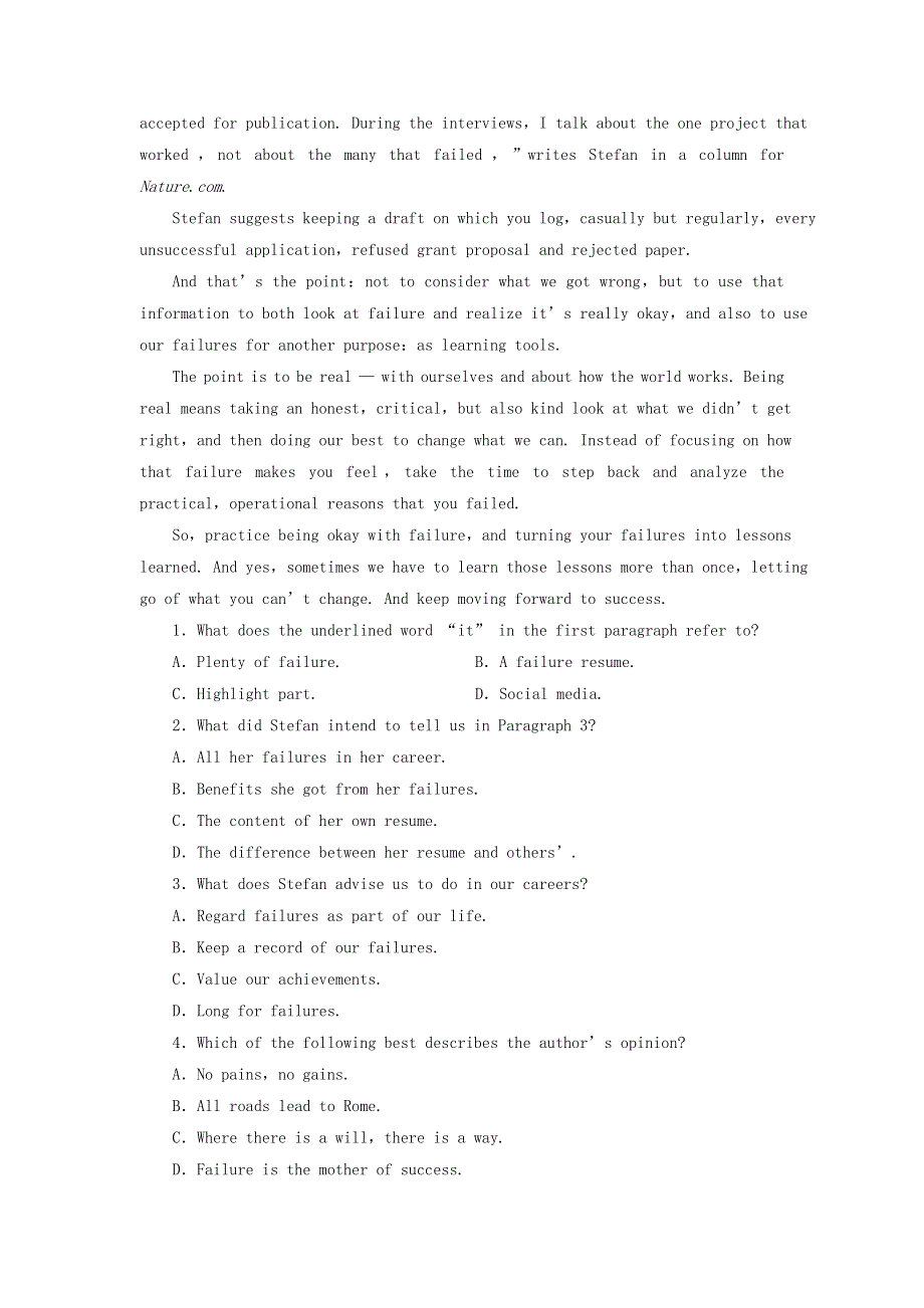 2020-2021学年新教材高中英语 UNIT 2 SUCCESS Period 6 Viewing Workshop－Check Your Progress作业（含解析）北师大版选择性必修第一册.doc_第3页