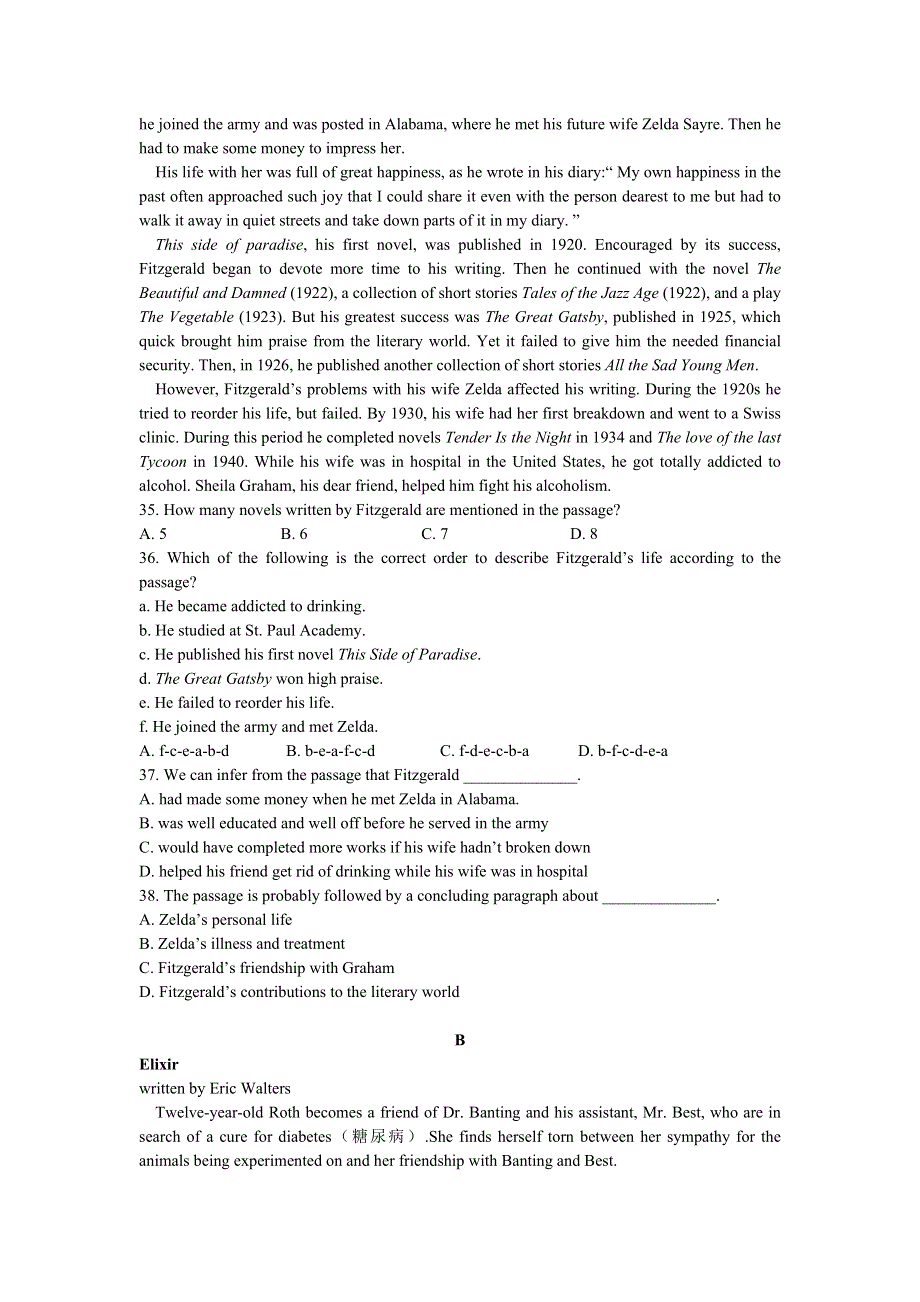 2019届高三人教版英语一轮复习单元测试：BOOK 3 UNIT 3 WORD版含答案.doc_第3页