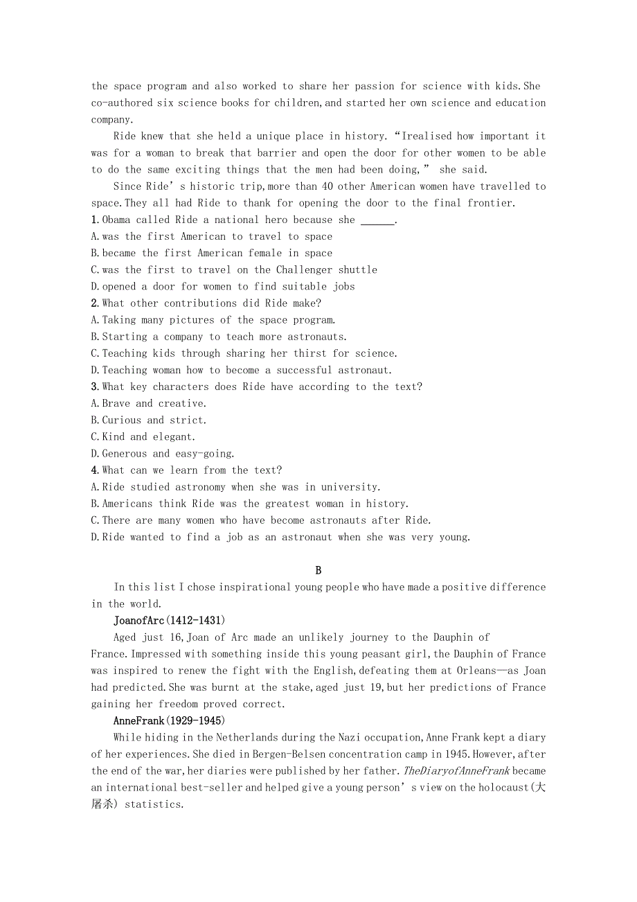 2020-2021学年新教材高中英语 Unit 6 The Admirable Section Ⅲ Writing WorkshopViewing Workshop & Reading Club习题（含解析）北师大版必修第二册.docx_第2页