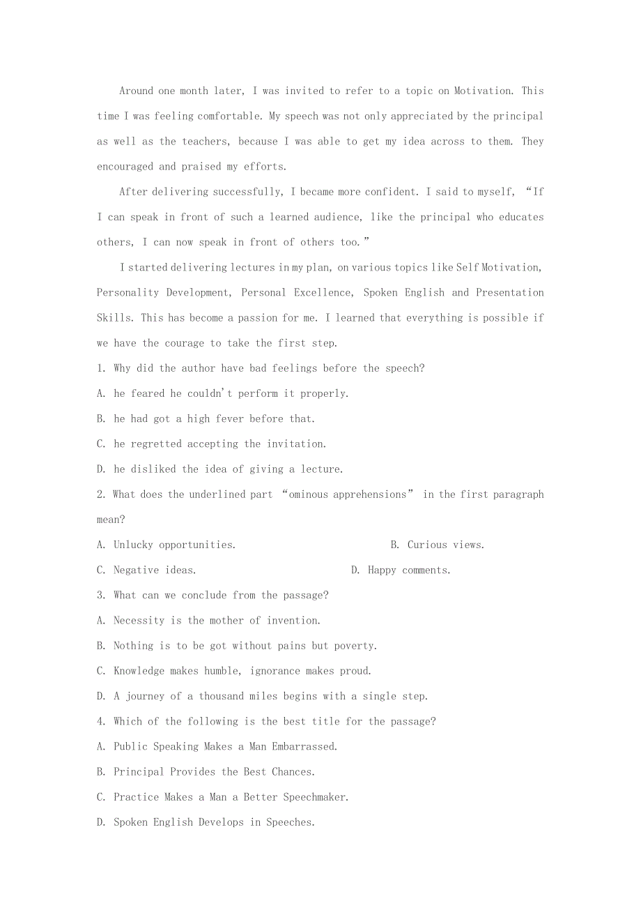 2020-2021学年高二英语寒假提升天天练之阅读理解 Day 11 其他话题（含解析）.doc_第3页