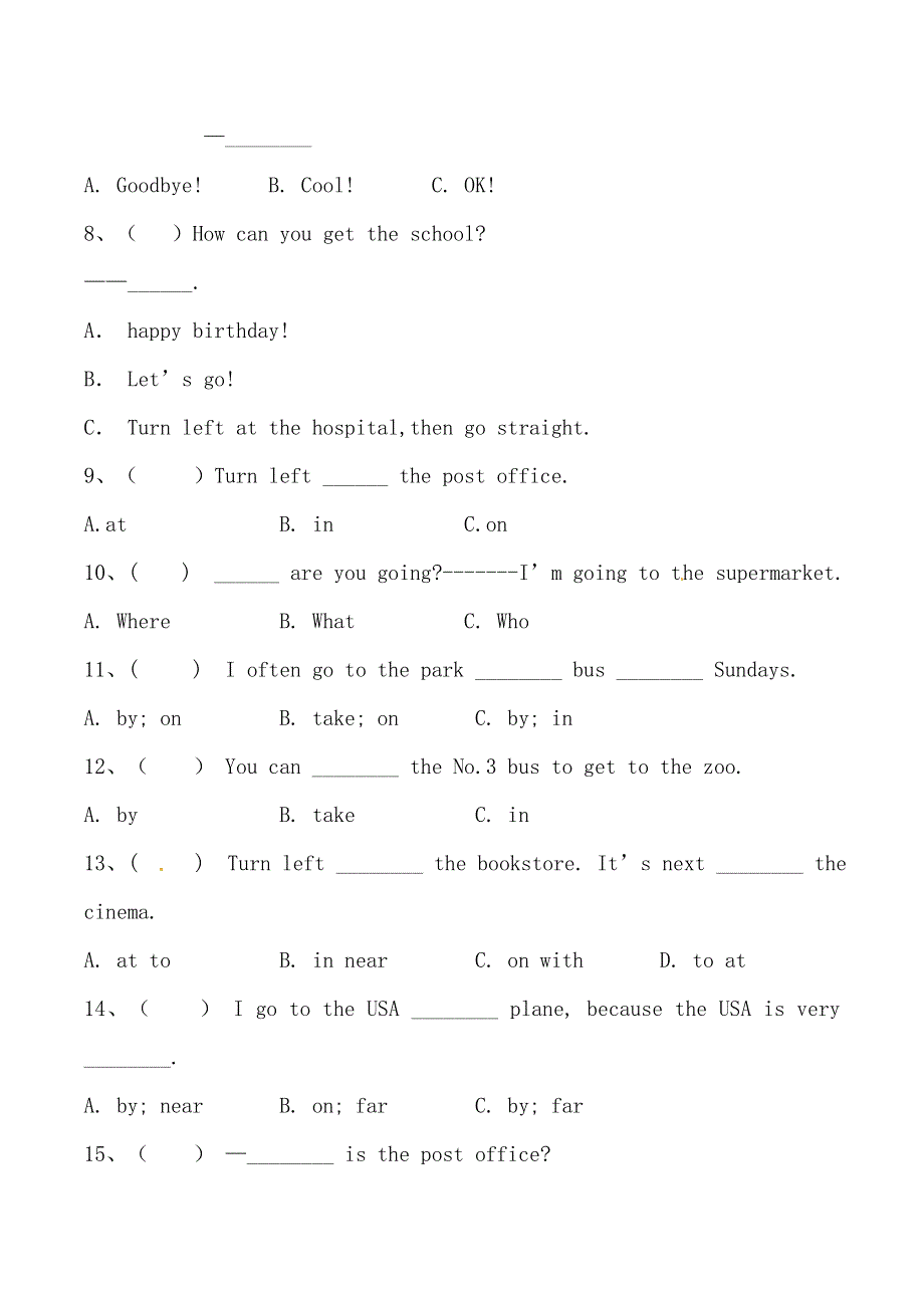 六年级上册英语期中专项训练-句型 人教PEP（含答案）.doc_第2页