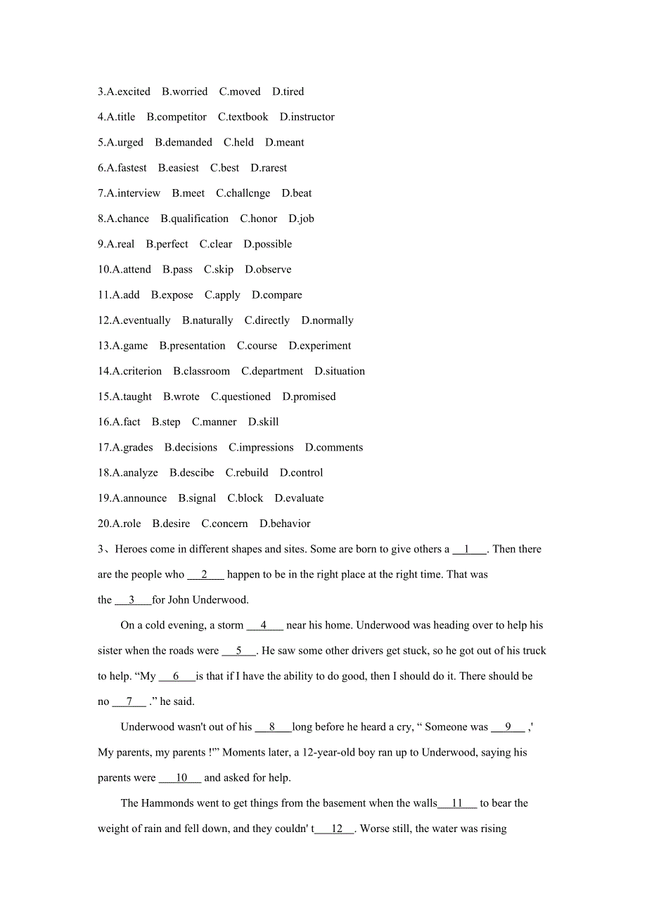 2019届高三英语语言知识运用最后冲刺特训：完形填空4WORD版含解析.doc_第3页