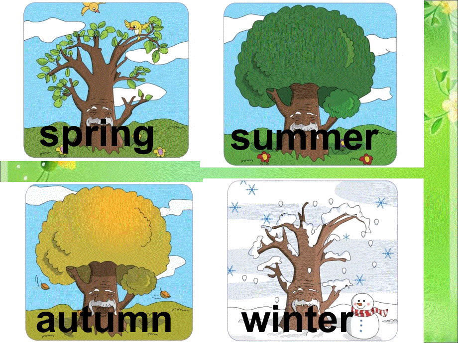 四年级上册英语课件-Unit 4 Lesson 1 It’27s spring. _鲁科版（五四学制）（三起）.ppt_第3页
