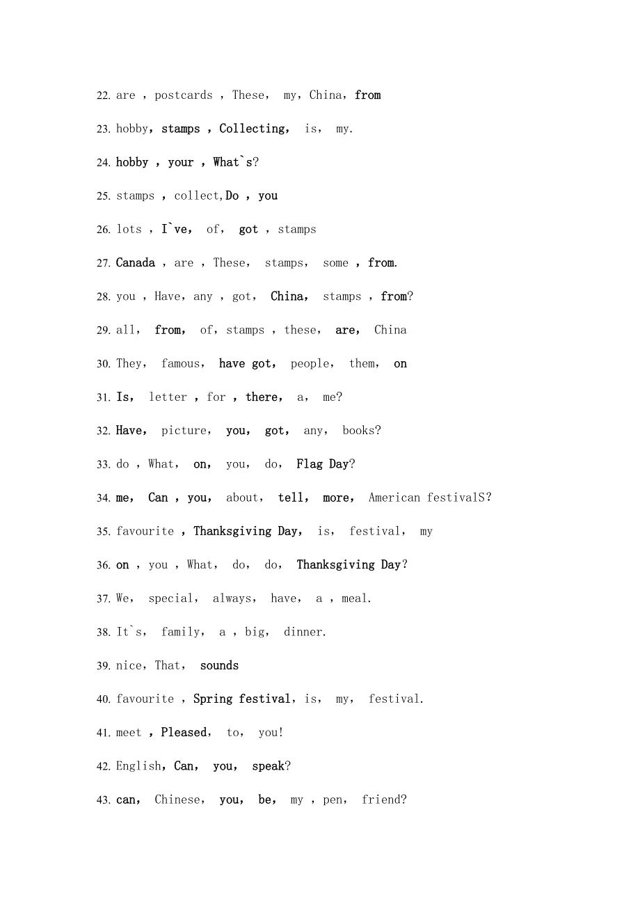 六年级上册英语试题连词成句 外研社.doc_第2页