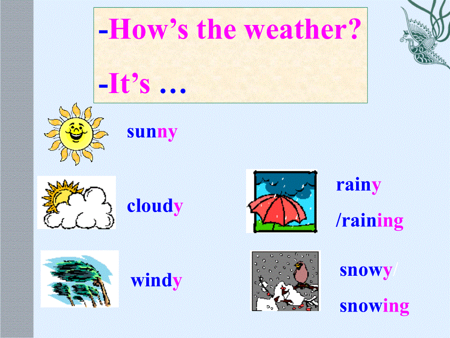 四年级上册英语课件-Unit 5 Lesson 2 It's snowing. _鲁科版（五四学制）（三起）.ppt_第2页