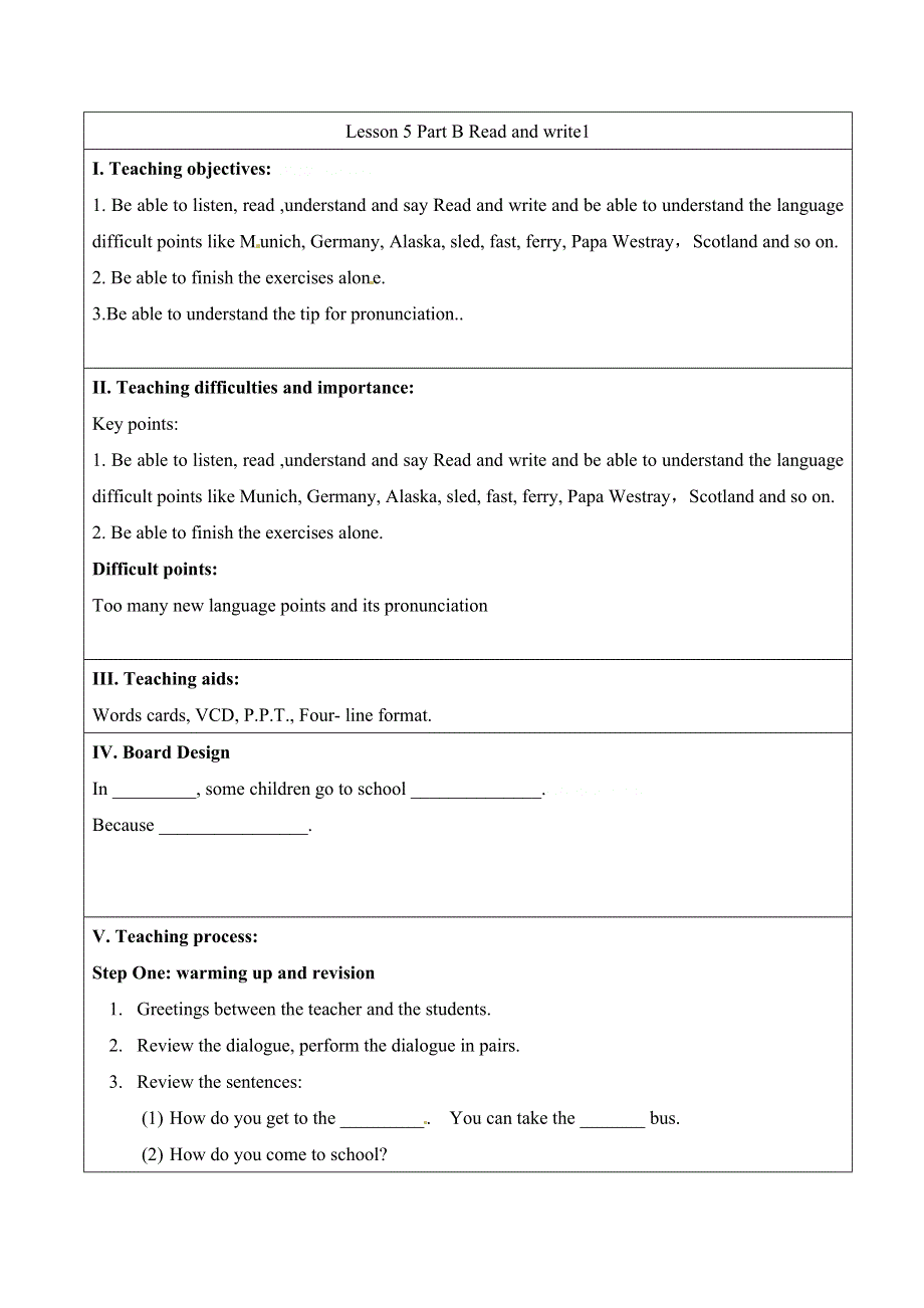 六年级上册英语教学设计Unit2 第5课时_人教PEP.doc_第1页