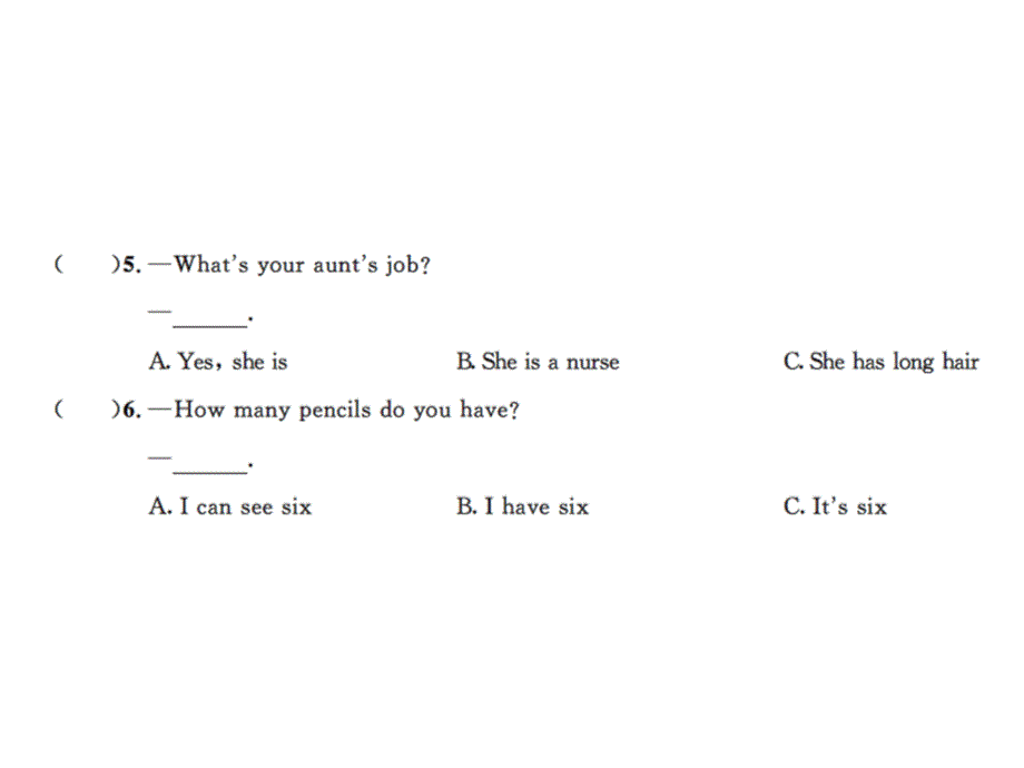 四年级上册英语习题课件－专项复习三情景交际｜人教（PEP）（2018秋） (共7张PPT).ppt_第3页
