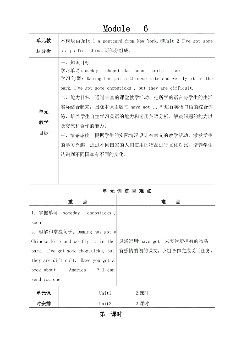 六年级上册英语教案Module 6 外研社.doc_第1页
