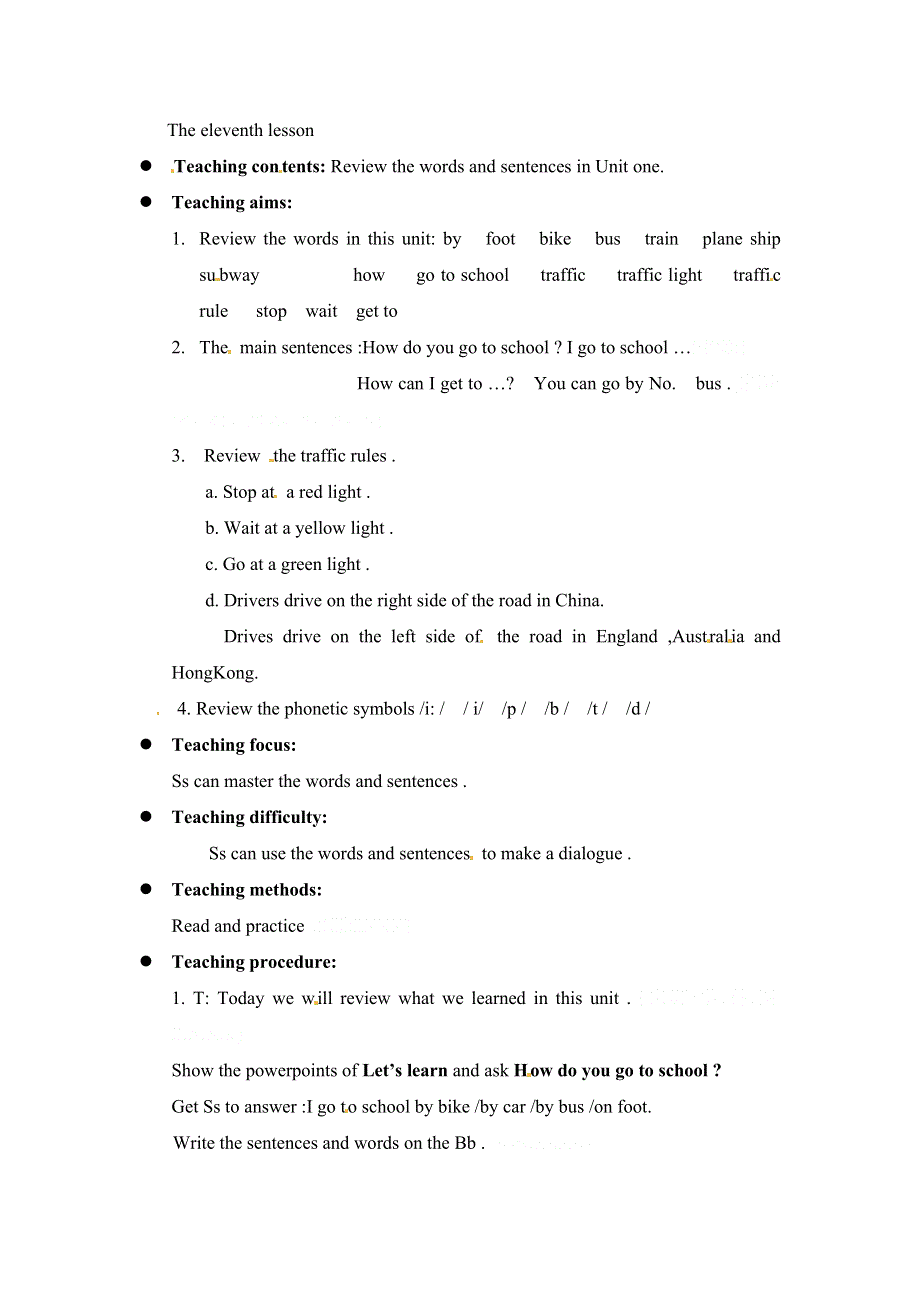 六年级上册英语教案Unit1 Review1_人教PEP.doc_第1页