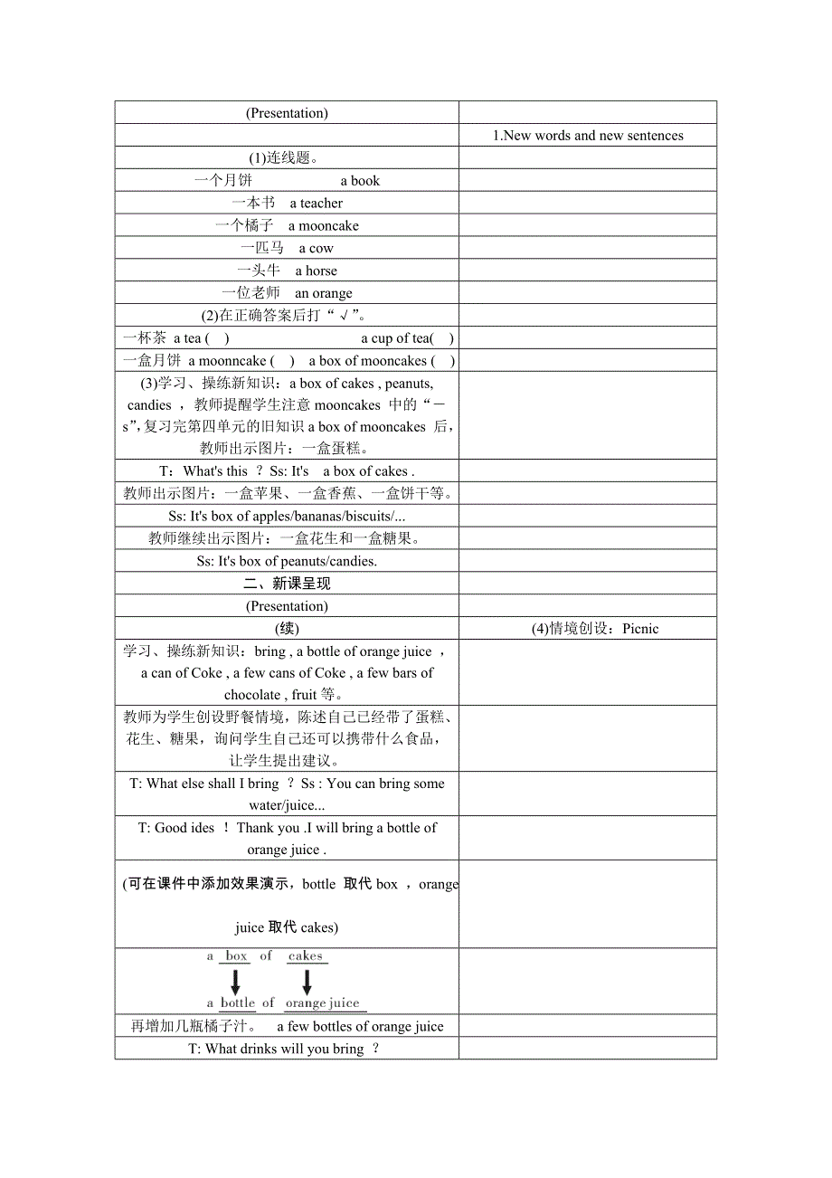 六年级上册英语教案Unit 6 I will bring a bottle of orange juice湘少版.doc_第2页
