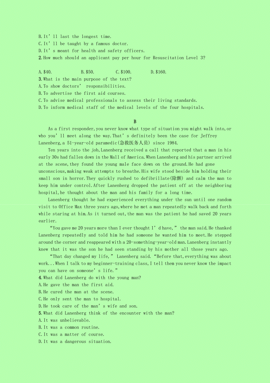 2022高考英语一轮复习 必修2 Module 1 阅读理解题组—练速度优质练习（含解析）外研版.docx_第2页