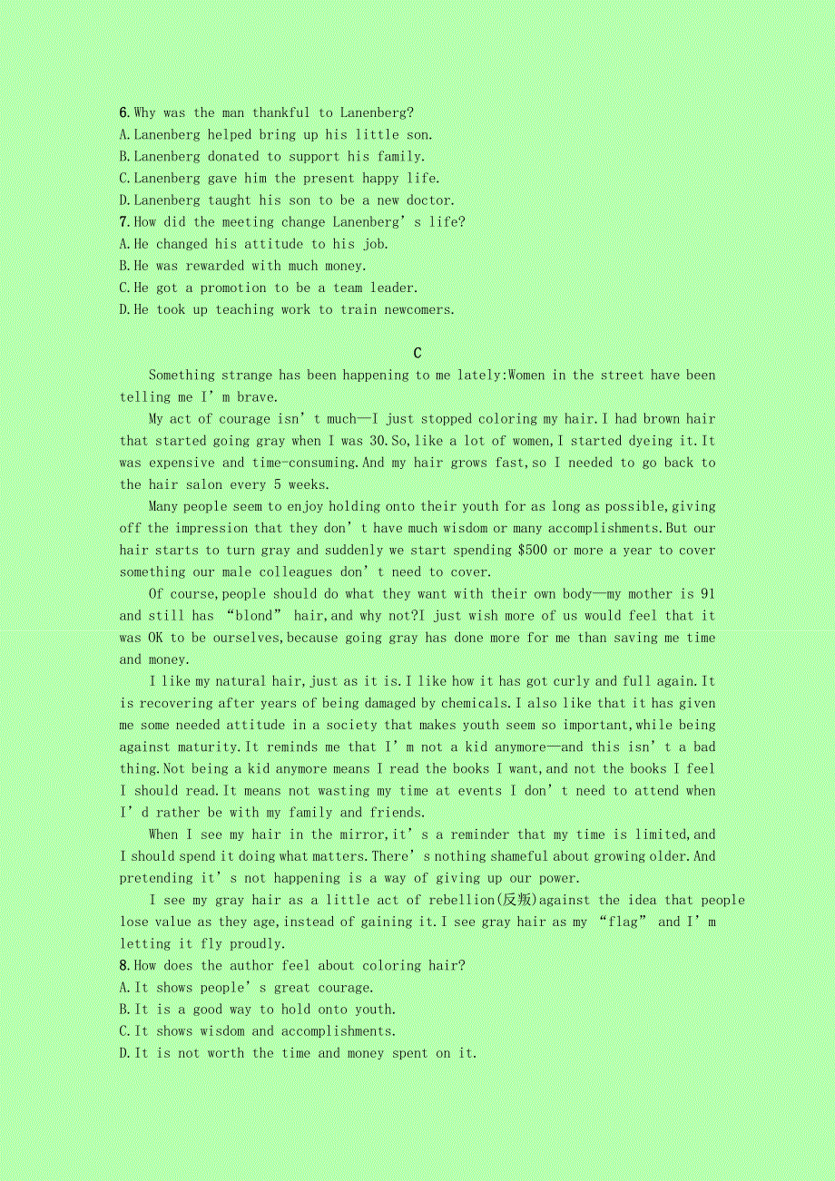 2022高考英语一轮复习 必修2 Module 1 阅读理解题组—练速度优质练习（含解析）外研版.docx_第3页