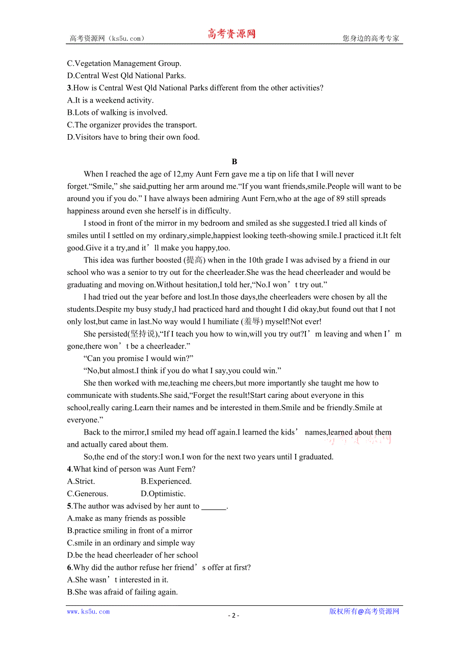 2022高考英语北师大版一轮总复习规范练：必修5　UNIT 14阅读理解题组——练速度 WORD版含解析.docx_第2页