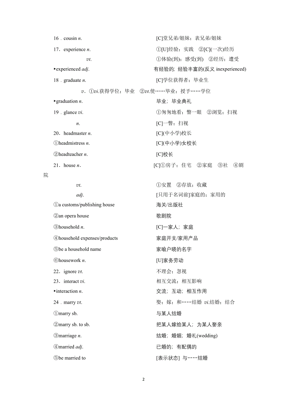 2022高考英语话题复习一轮学案：主题语境3个人、家庭、社区及学校生活——个人、家庭和社区 WORD版含解析.doc_第2页