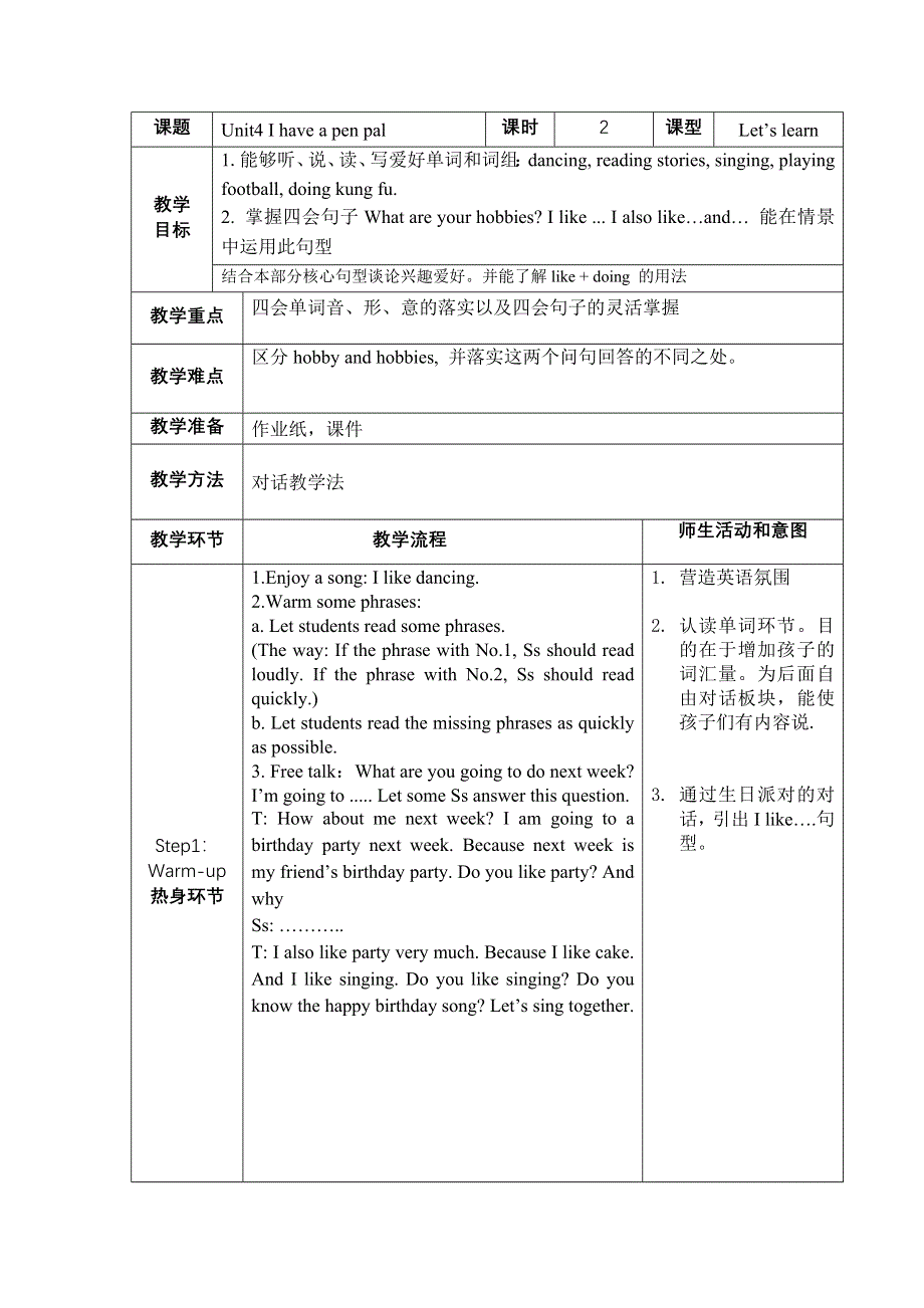 六年级上英语教案Unit4 I have a pen pal_人教（PEP）.doc_第1页