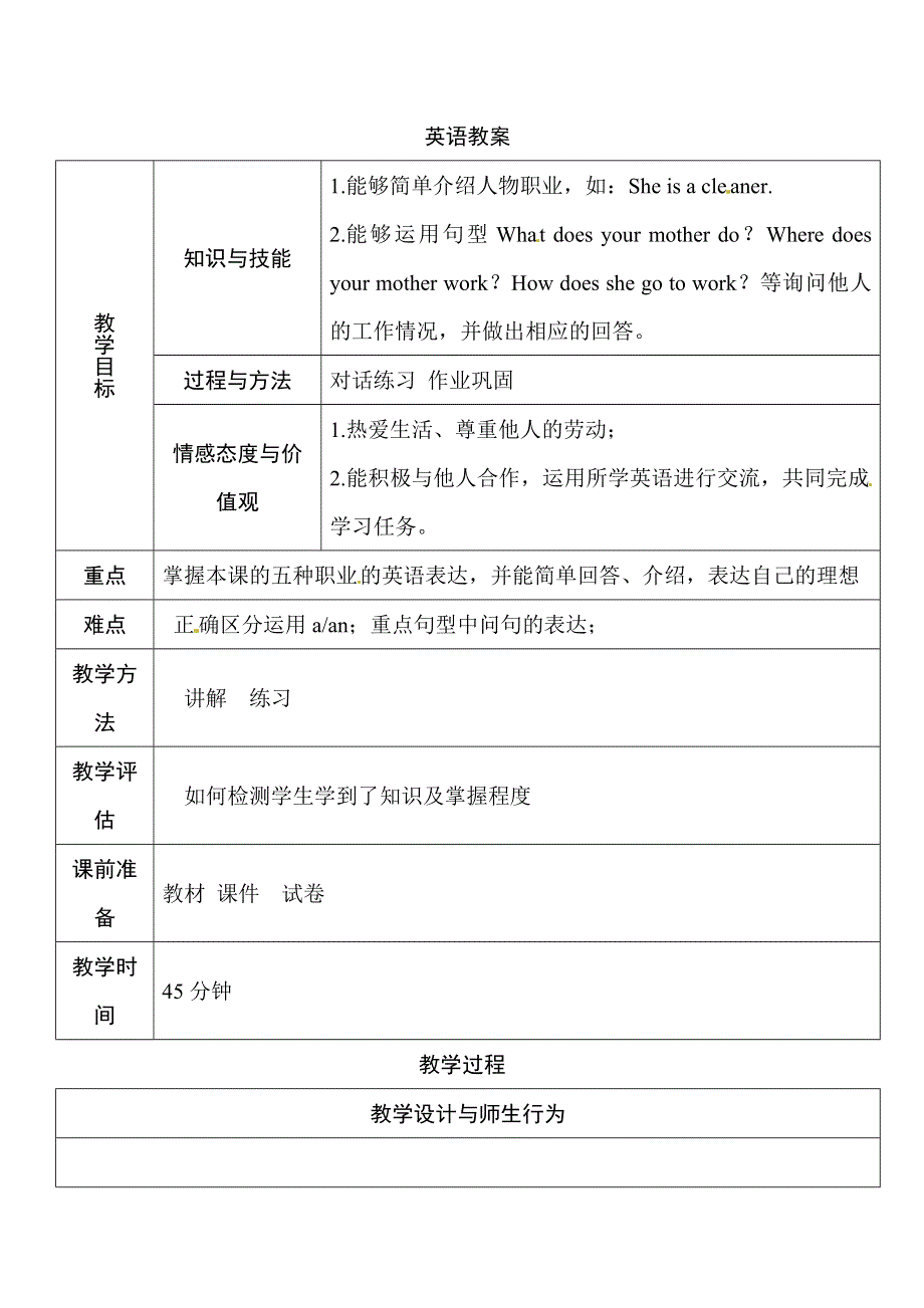 六年级上英语教案What does he do_人教PEP.doc_第1页