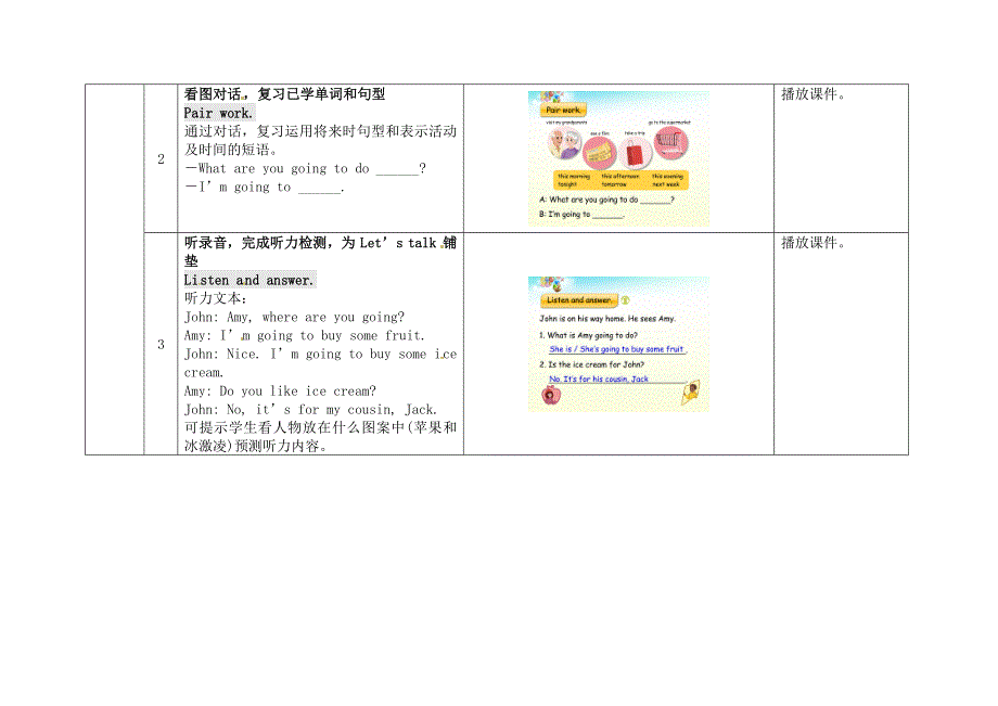 六年级上英语教案Unit 3 My weekend plan （第3课时）_人教（PEP）.doc_第3页