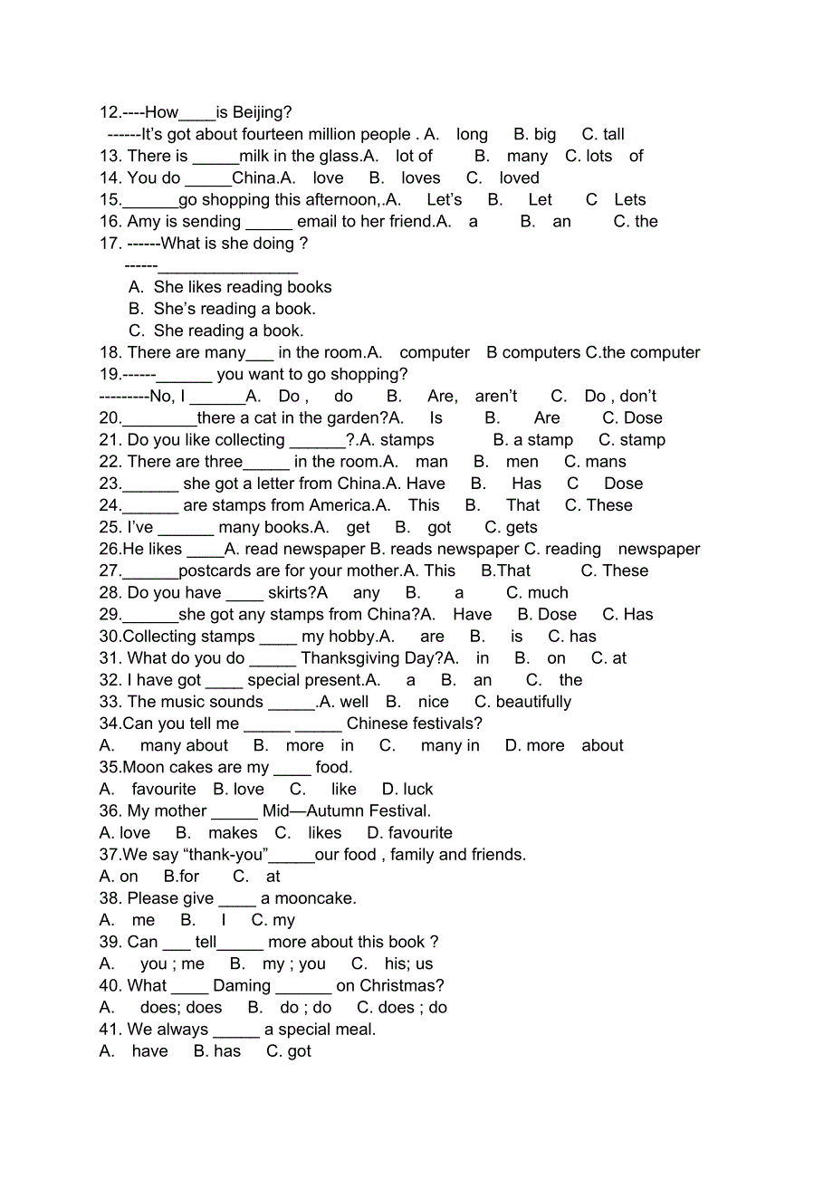 六年级上英语期中复习题加油站_营丘镇小学外研社（三起）（无答案）.doc_第2页