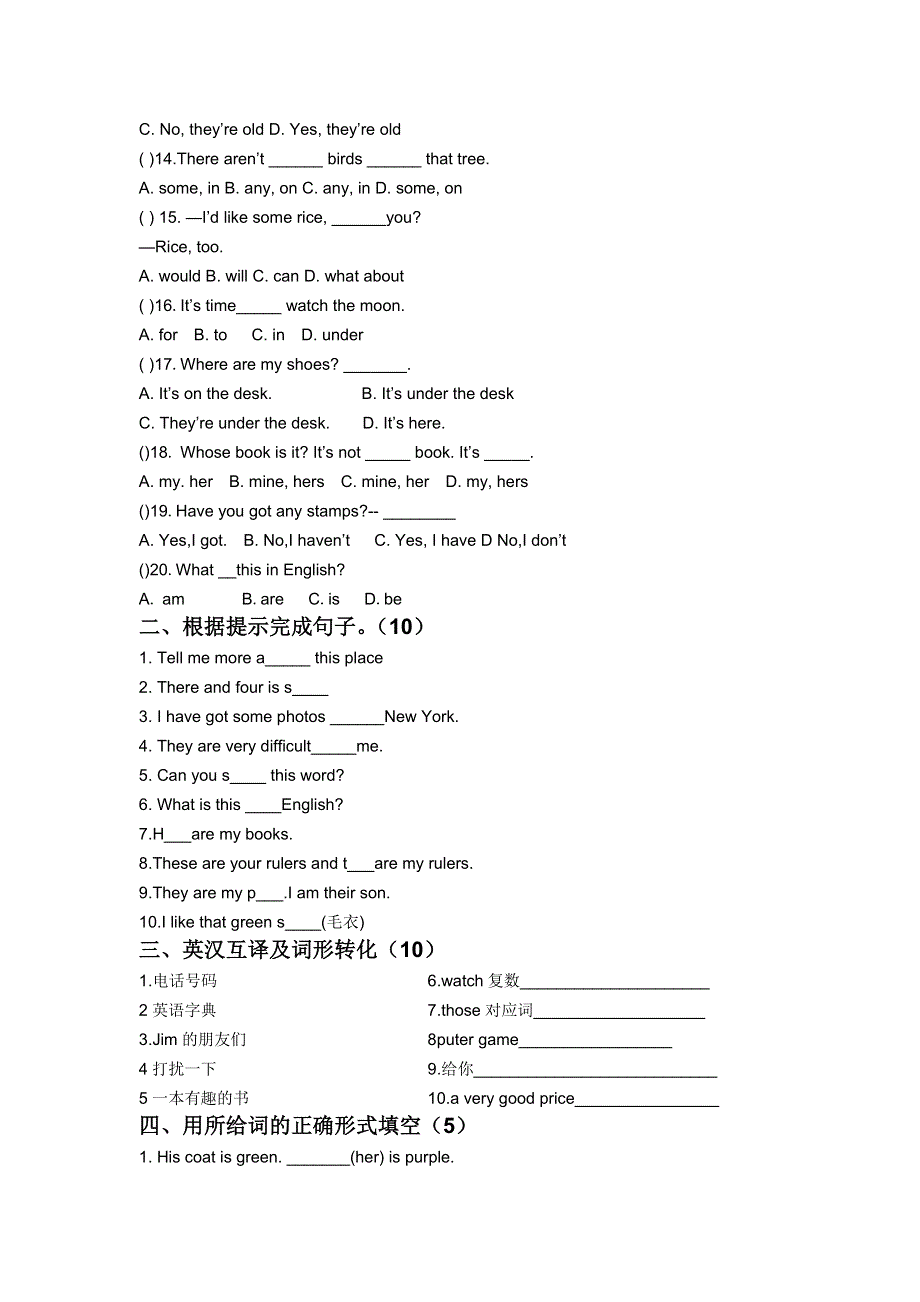 六年级上英语期中考试-冲刺卷_鲁教版（无答案）.doc_第2页