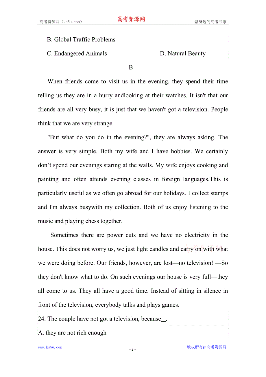 内蒙古翁牛特旗乌丹第一中学2019-2020学年高一上学期第一次阶段性检测（期中）英语试题 WORD版含答案.doc_第3页