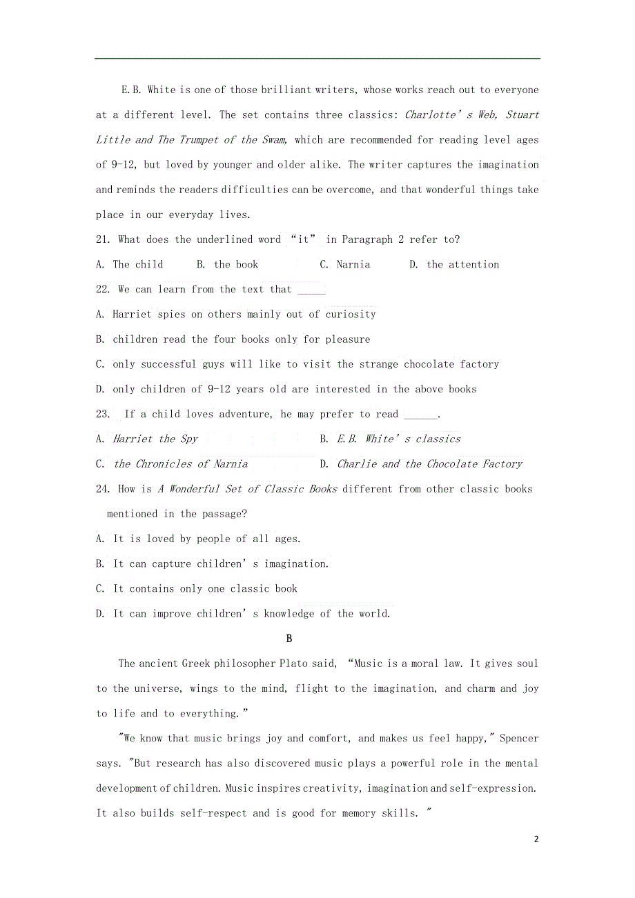 内蒙古赤峰市2022届高三英语上学期第三次月考试题.docx_第2页