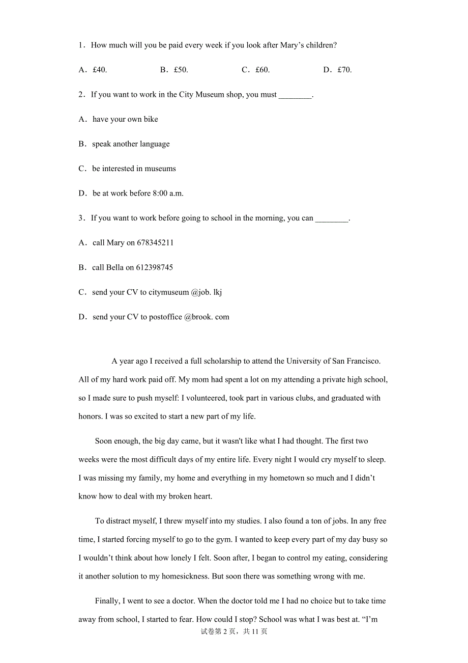 内蒙古通辽市2021-2022学年高一上学期10月月考英语试题 WORD版含答案.docx_第2页