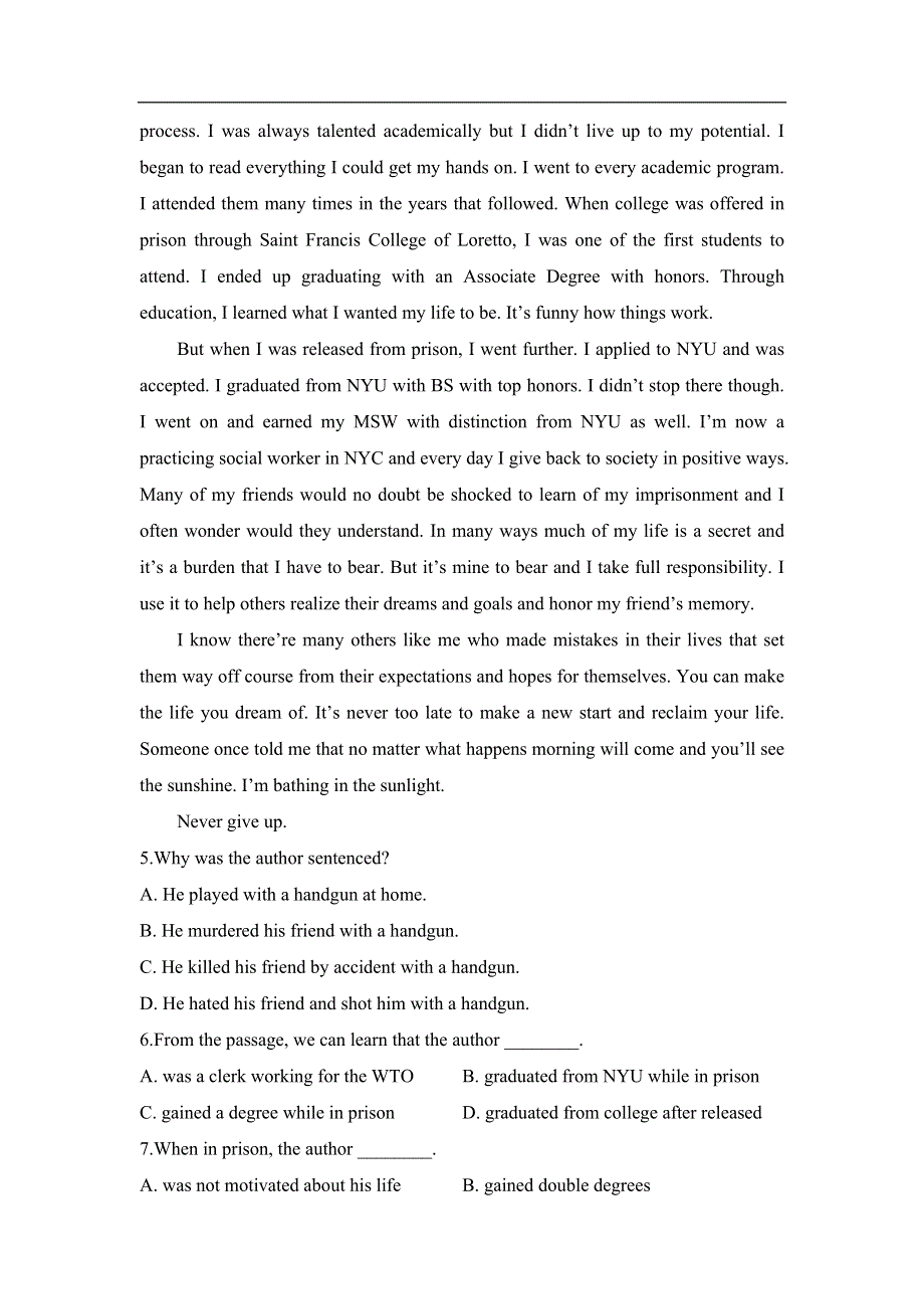 内蒙古鄂温克旗第三中学2020-2021学年高一第一学期期中考试英语试卷 WORD版含答案.doc_第3页