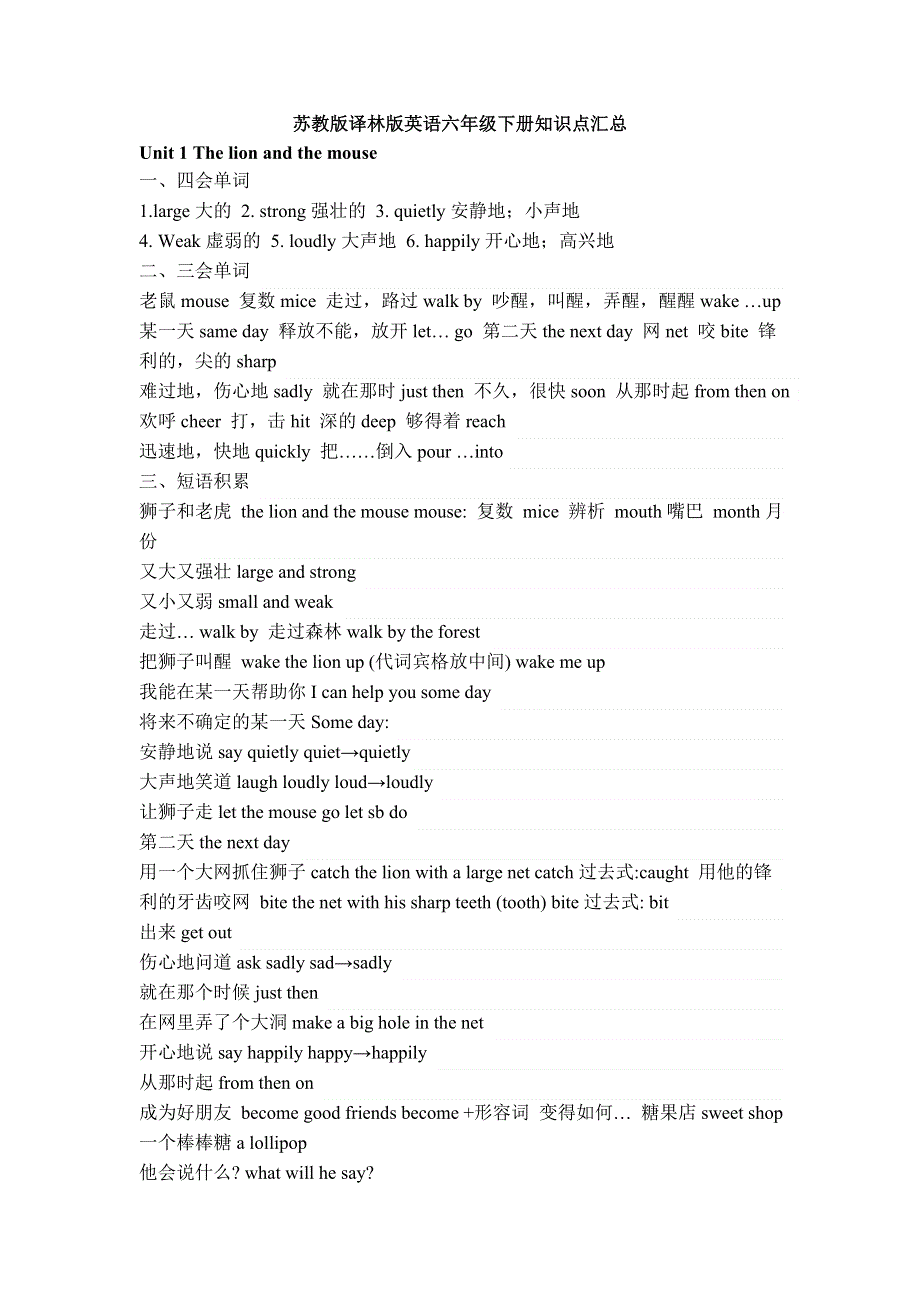 六年级下册英语素材译林版.doc_第1页