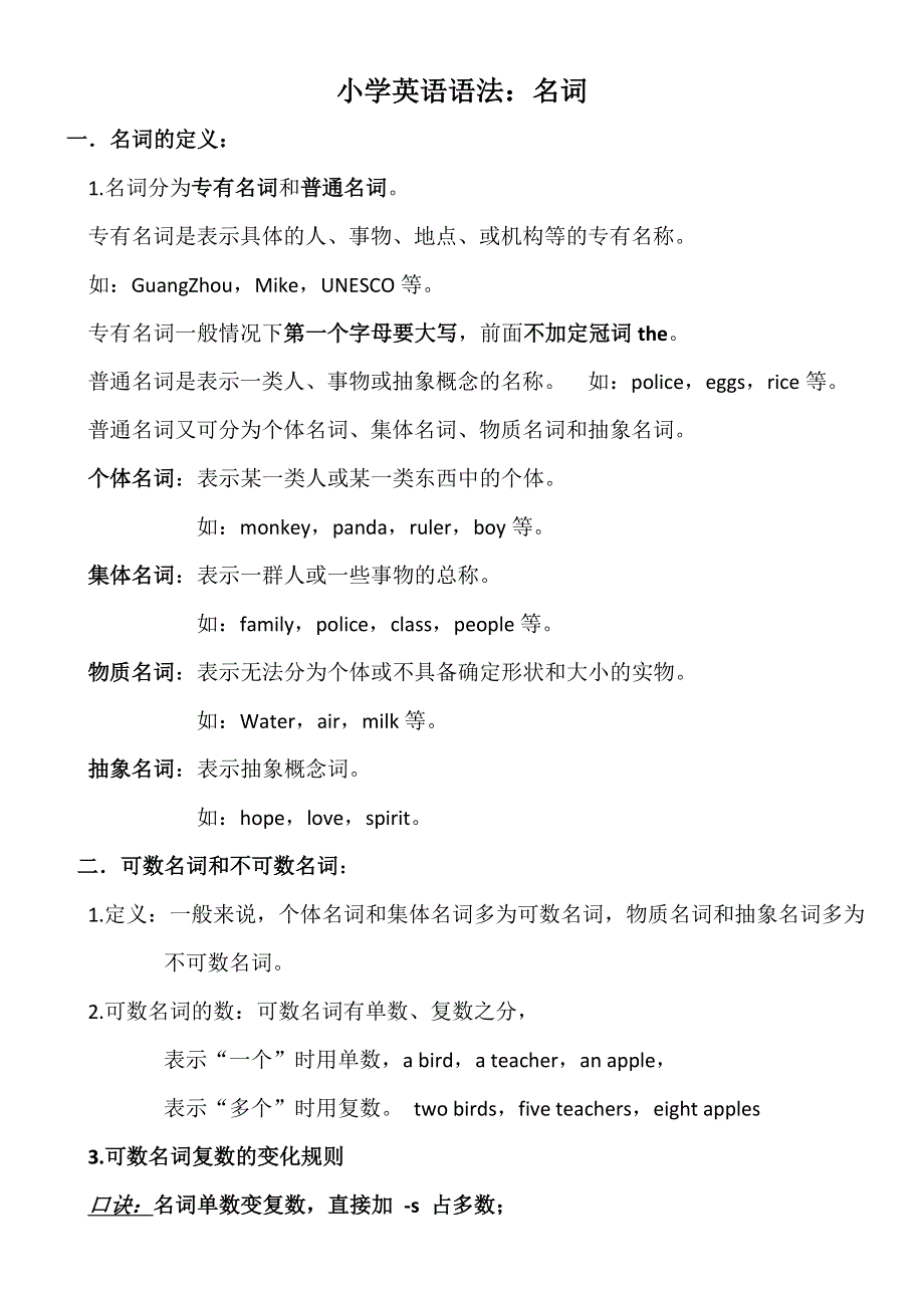 六年级下册英语素材语法名词单复数变化规则记忆顺口溜 全国通用.doc_第1页