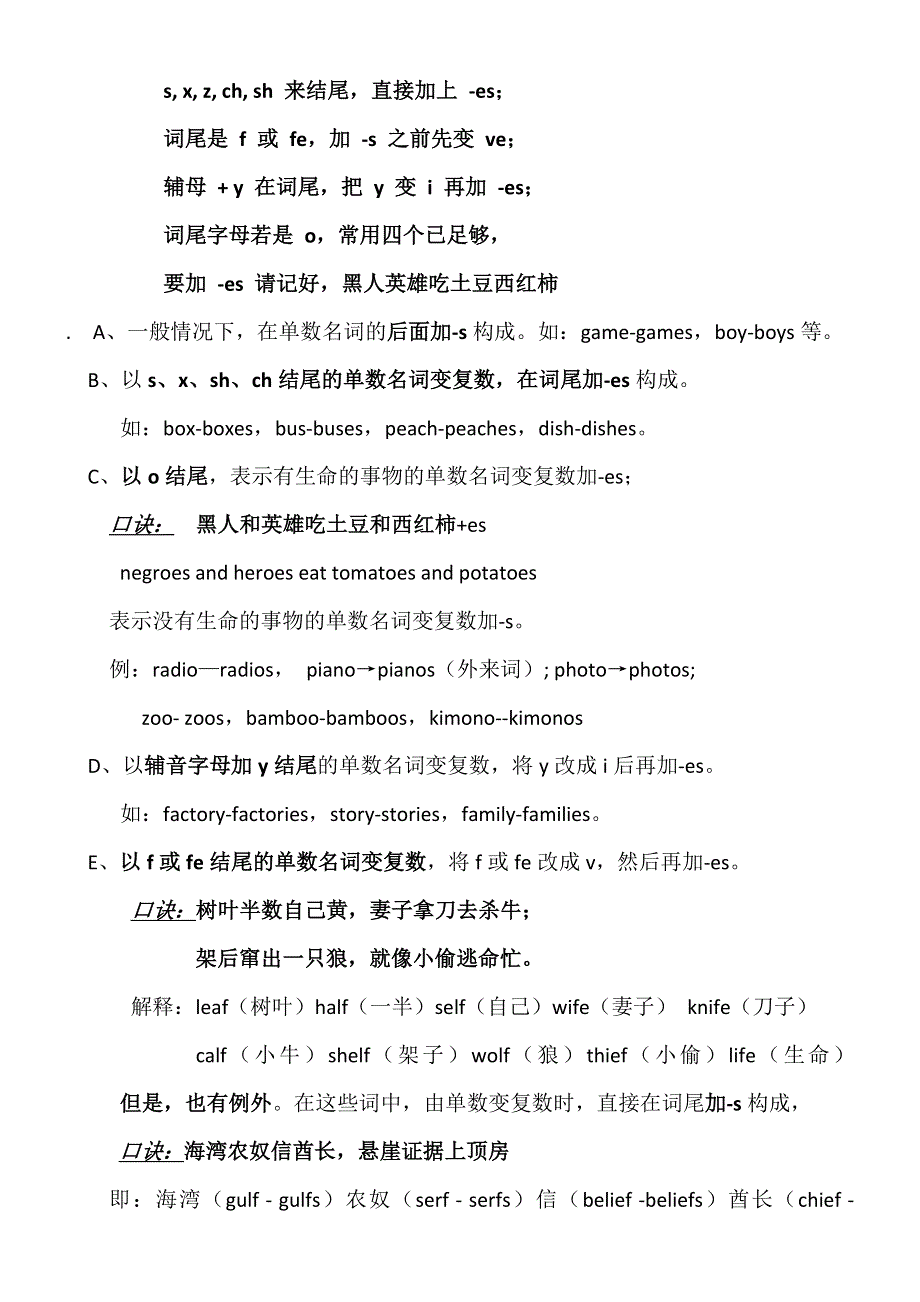 六年级下册英语素材语法名词单复数变化规则记忆顺口溜 全国通用.doc_第2页