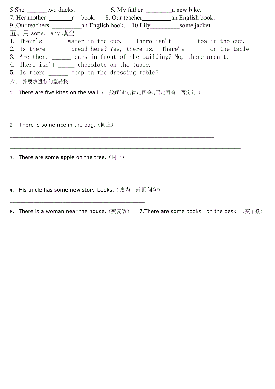 六年级下册英语试题Therebe句型讲解与练习 通用版.doc_第2页