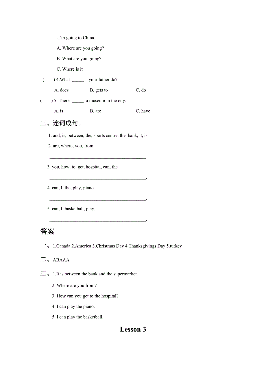 六年级下册英语试题Unit 5 Nature and Culture Lesson 13 习题人教.doc_第3页