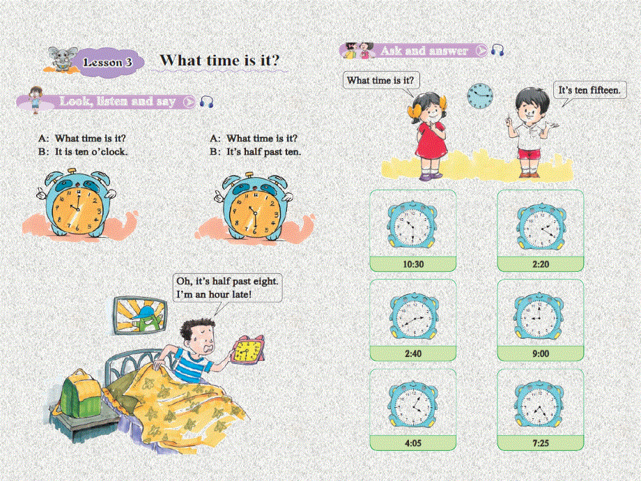 四年级下册英语课件-Lesson 3 What time is it 课件1｜接力版 (共18张PPT).ppt_第2页