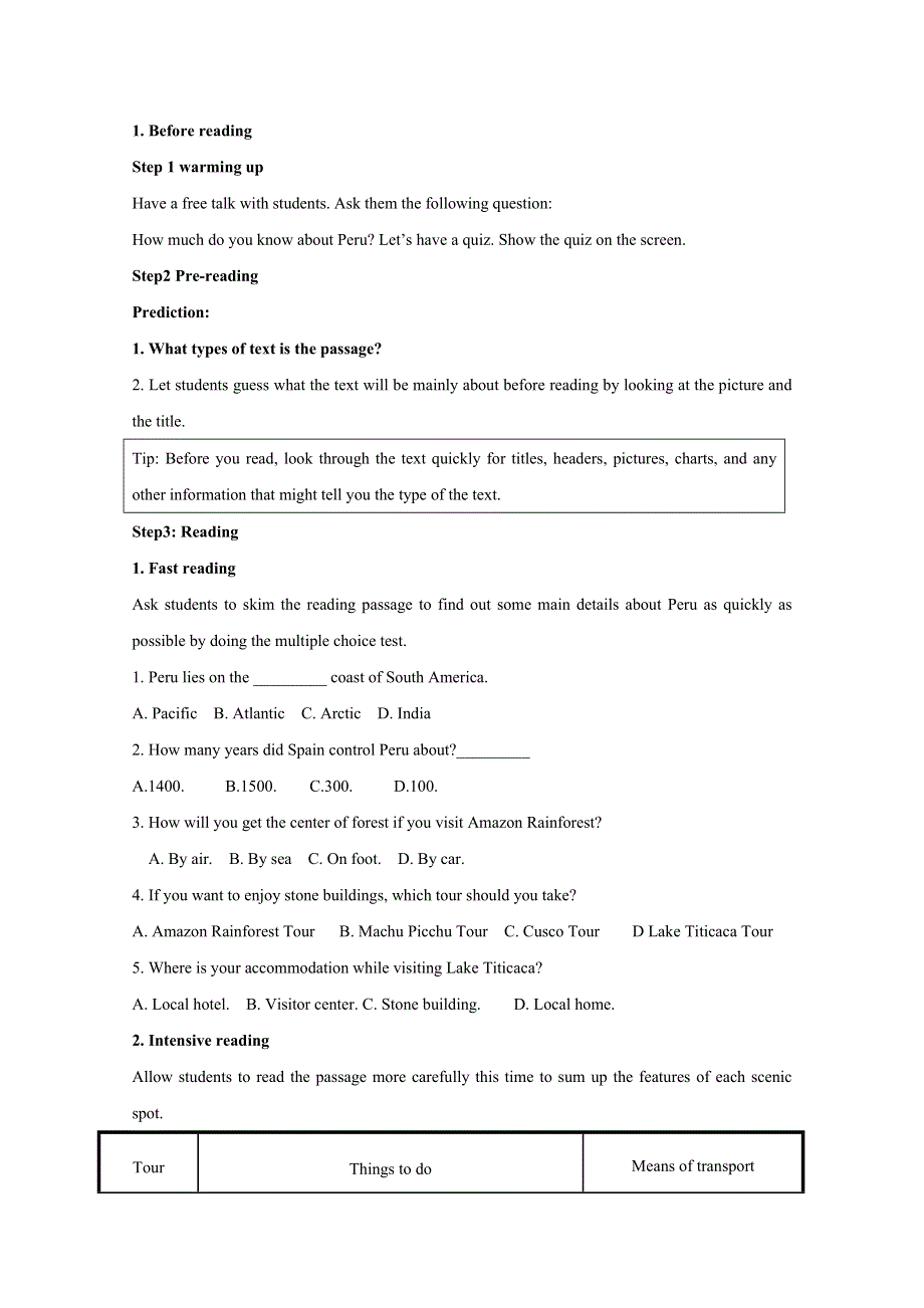 2020-2021学年高中新教材英语人教版必修第一册 UNIT 2 TRAVELLING AROUND 教案 （1） WORD版含答案.docx_第2页