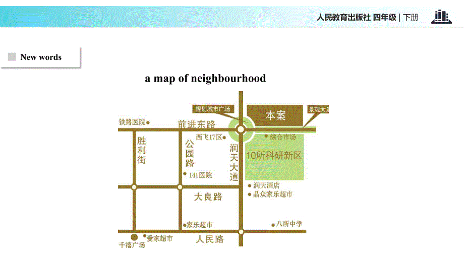 四年级下册英语课件-Unit 1 My NeighbourhoodLesson 2∣人教新起点（2018秋） (共14张PPT).ppt_第3页