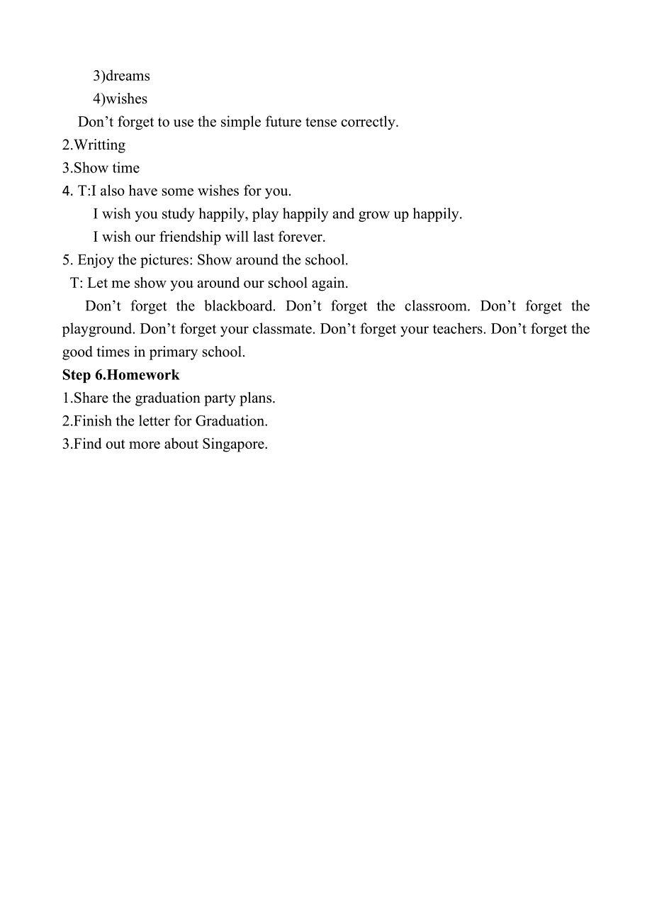 六年级下册英语教案Revision (Unit5Unit8) Graduation Party译林版（三起）.doc_第3页