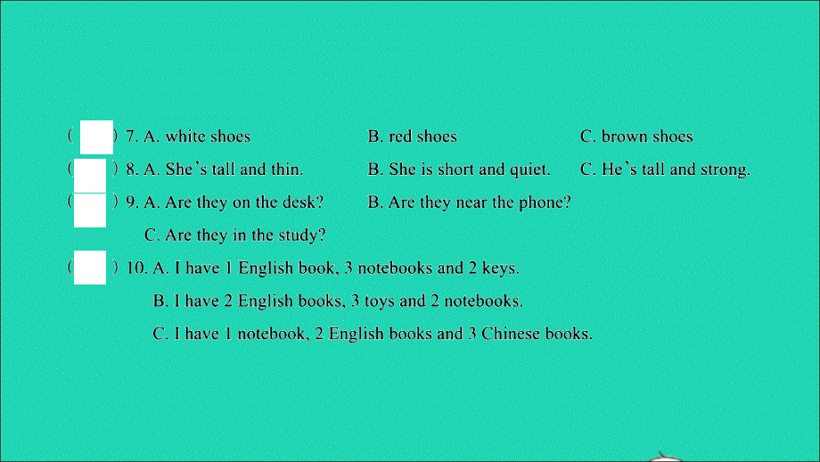 四年级英语上册 提优专项测评卷（一）课件 人教PEP.ppt_第3页