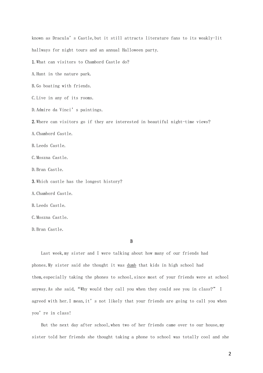 2023年新教材高考英语一轮复习 Unit 5 阅读理解题组——练速度（含解析）外研版必修第一册.docx_第2页