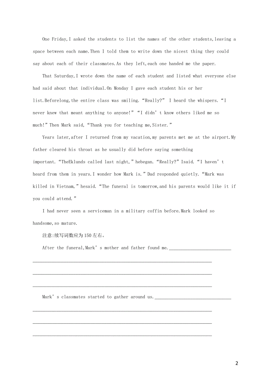 2023年新教材高考英语一轮复习 写作专项——要规范3（含解析）外研版必修第二册.docx_第2页