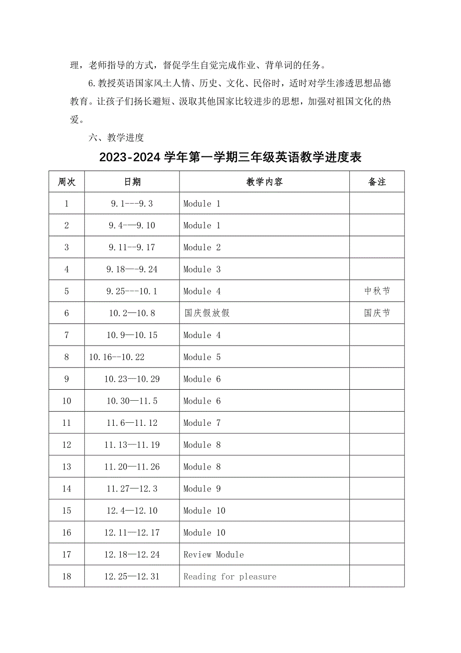 2023年外研版英语六年级第一学期教学计划（含进度表）.docx_第3页